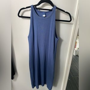 Blue ribbed midi dress